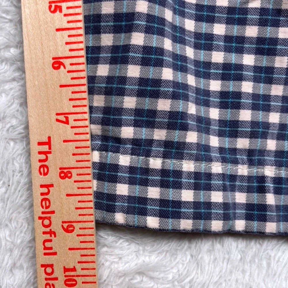 Y2K Hollister Button Fly Chino Shorts Mens 32 Blue Gingham Check Coastal Seagull